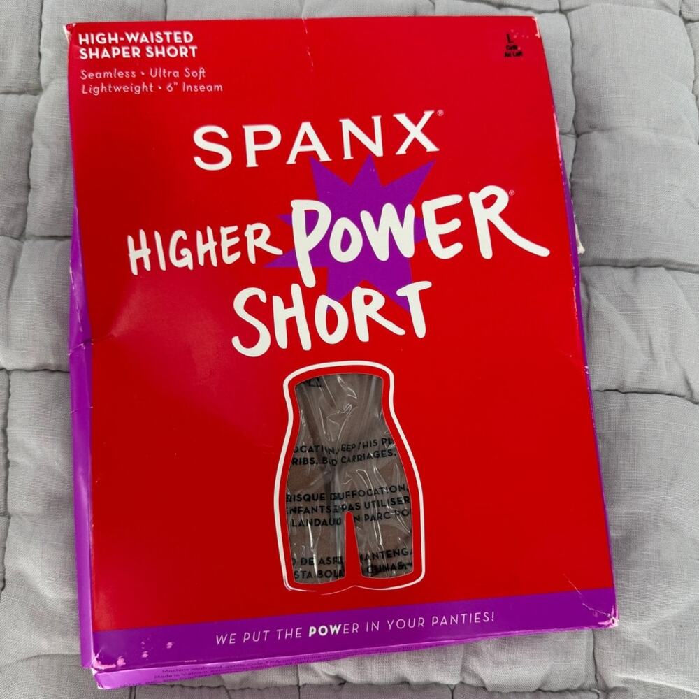 Spanx Higher Power High Waisted Shaper Short Cafe Au Lait 6" Size Large L